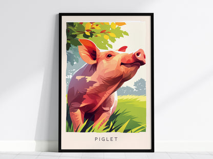 Piglet, Sus scrofa domesticus Poster | Adorable Farm Wildlife Nature Poster Wall Art — framed wall art, 24x36 in