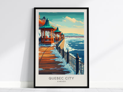 Quebec City Matte Border Poster | Canada Destination Print Travel Wall Art — framed wall art, 24x36 in