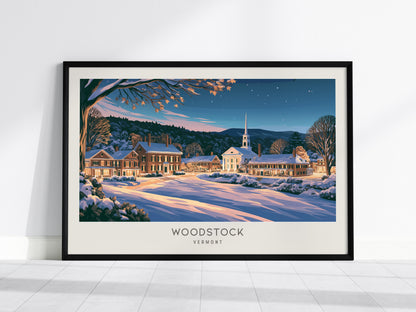 Woodstock Landscape Matte Border Poster | Vermont Destination Print Framed or Unframed — framed wall art, 24x36 in