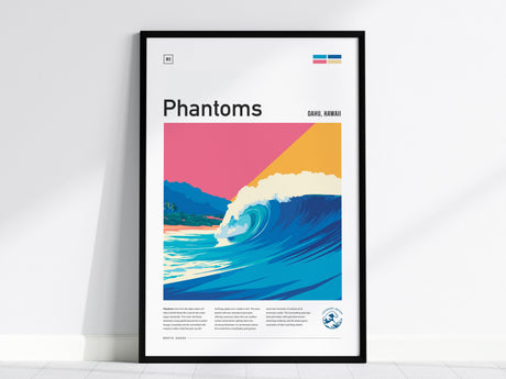 Phantoms, Hawaii Poster | Powerful North Shore Surf Wall Art — framed wall art, 24x36 in