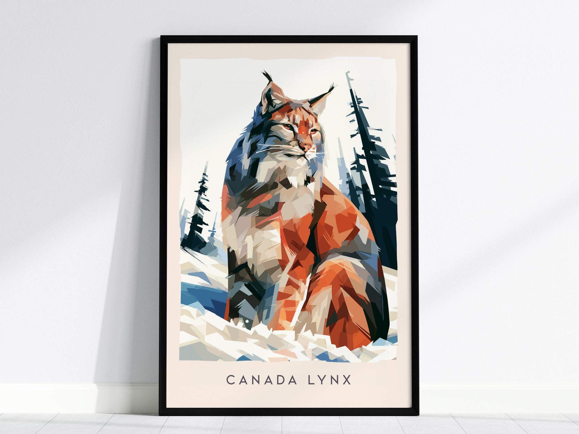 Canada Lynx Poster | Wild Winter Predator Wildlife Wall Art — framed wall art, 24x36 in