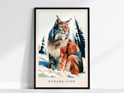 Canada Lynx Poster | Wild Winter Predator Wildlife Wall Art — framed wall art, 24x36 in