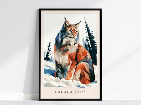 Canada Lynx Poster | Wild Winter Predator Wildlife Wall Art — framed wall art, 24x36 in