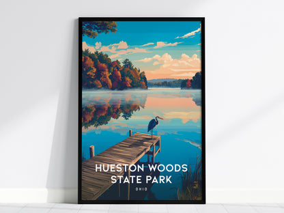 Hueston Woods State Park, Ohio Poster | Forest Lake Wilderness Retreat Wall Art — framed wall art, 24x36 in