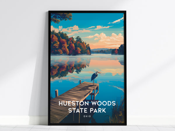Hueston Woods State Park, Ohio Poster | Forest Lake Wilderness Retreat Wall Art — framed wall art, 24x36 in