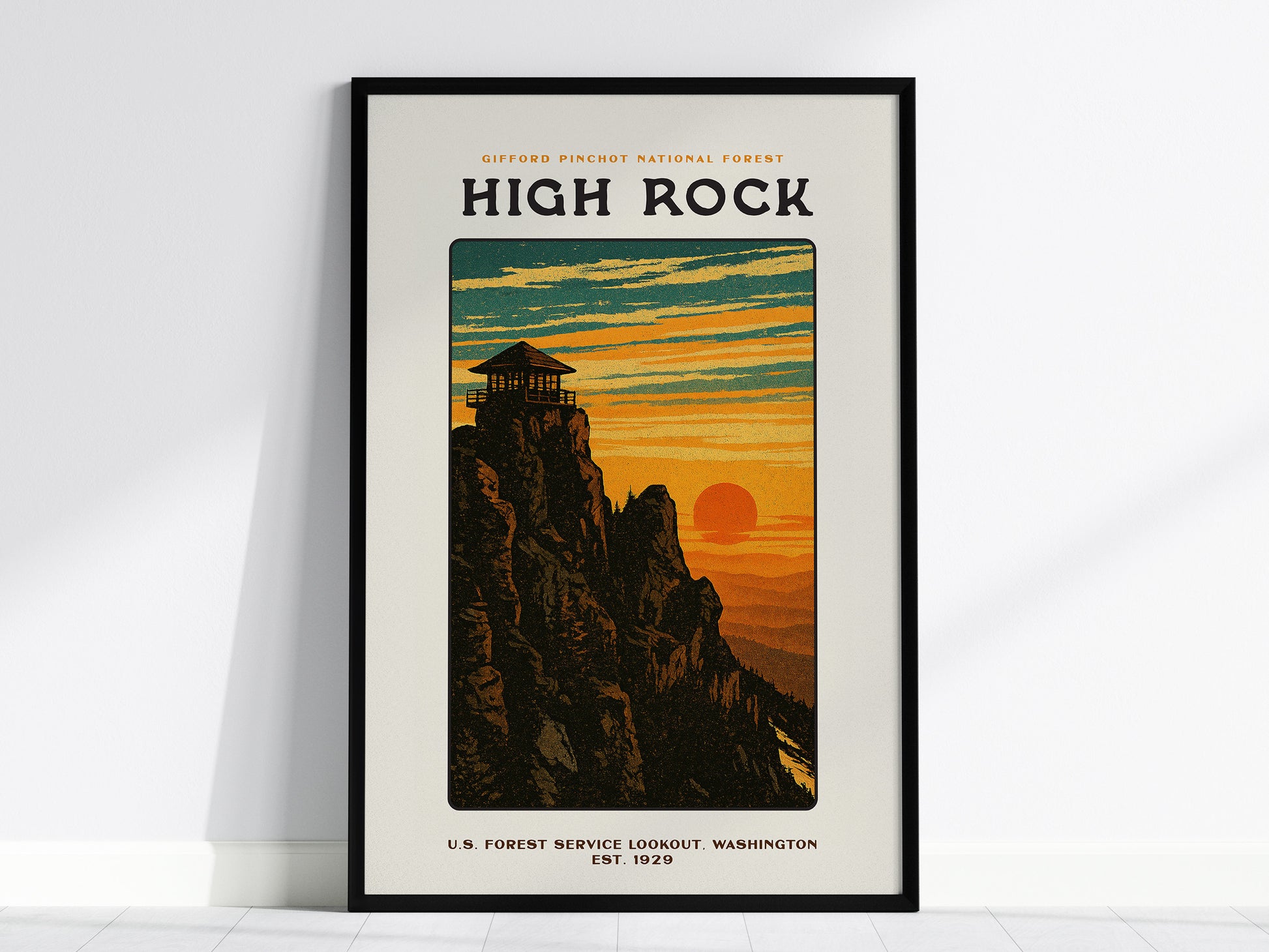 High Rock Lookout Vintage Poster | Gifford Pinchot Forest Wall Art