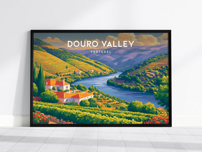 Douro Valley, Portugal Landscape Poster | Wine Country Destination Print Wall Art — framed wall art, 24x36 in