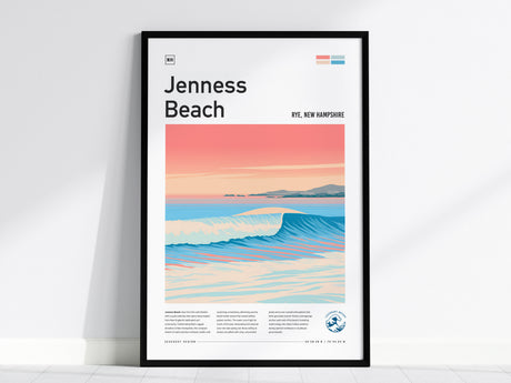 Jenness Beach, Rye, New Hampshire Poster | Surf Wall Art & Coastal Waves Print — framed wall art, 24x36 in