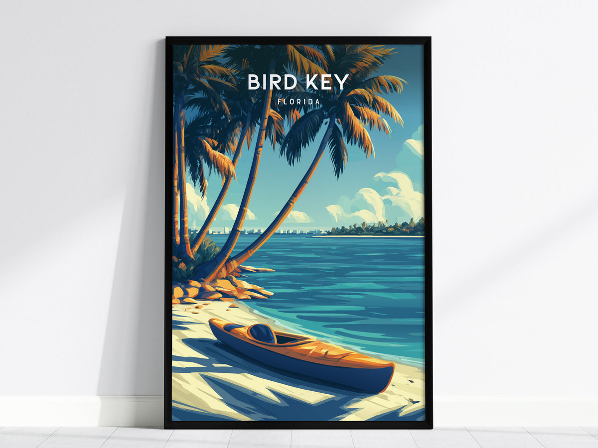 Bird Key Park, Florida Poster | Tropical Waterfront Serenity Wall Art — framed wall art, 24x36 in