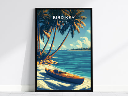 Bird Key Park, Florida Poster | Tropical Waterfront Serenity Wall Art — framed wall art, 24x36 in