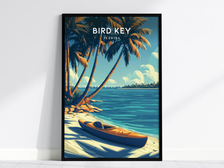 Bird Key Park, Florida Poster | Tropical Waterfront Serenity Wall Art — framed wall art, 24x36 in