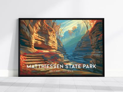 Matthiessen State Park Landscape Poster | Oglesby, Illinois Framed or Unframed Vacation Wall Art — framed wall art, 24x36 in