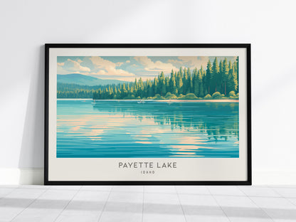 Payette Lake Landscape Matte Border Poster | Idaho Beach House Decor — framed wall art, 24x36 in