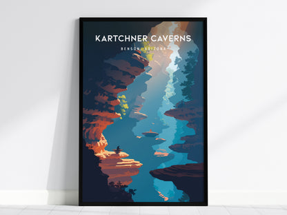 Kartchner Caverns, Benson, Arizona Poster | Underground Cave Destination Print Wall Art — framed wall art, 24x36 in