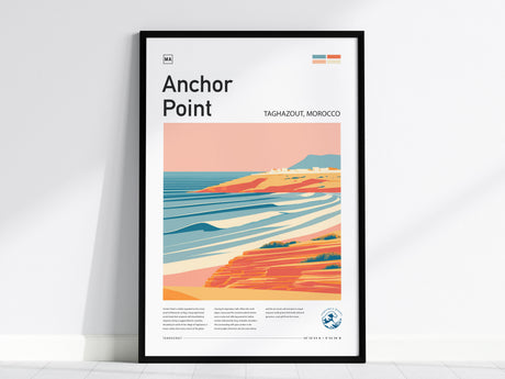 Anchor Point, Taghazout, Morocco Poster | Surf Wall Art & Coastal Vibes Print — framed wall art, 24x36 in