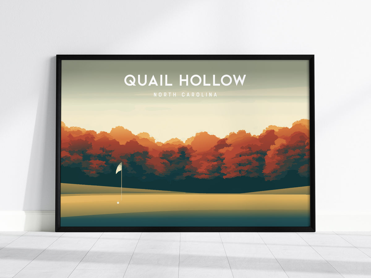 Quail Hollow, North Carolina Landscape Poster | Links Poster & Framed or Unframed Golf Course Wall Art — framed wall art, 24x
