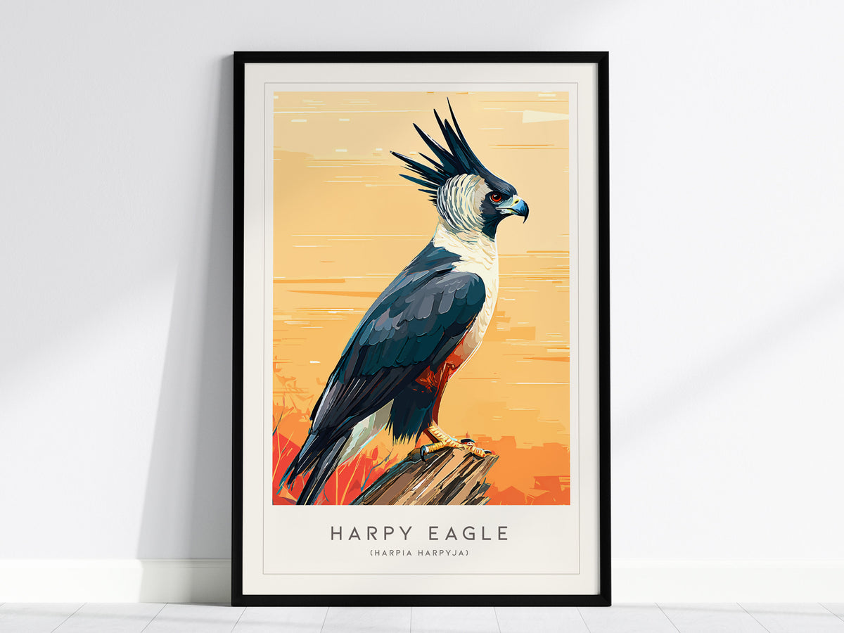 Harpy Eagle, Harpia harpyja Poster | Majestic Raptor Bird Wall Art — framed wall art, 24x36 in
