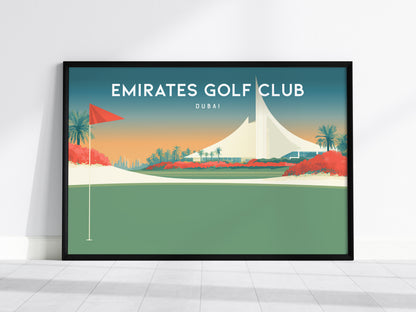 Emirates Golf Club Landscape Poster | Dubai Links Poster & Country Club Decor Wall Art — framed wall art, 24x36 in