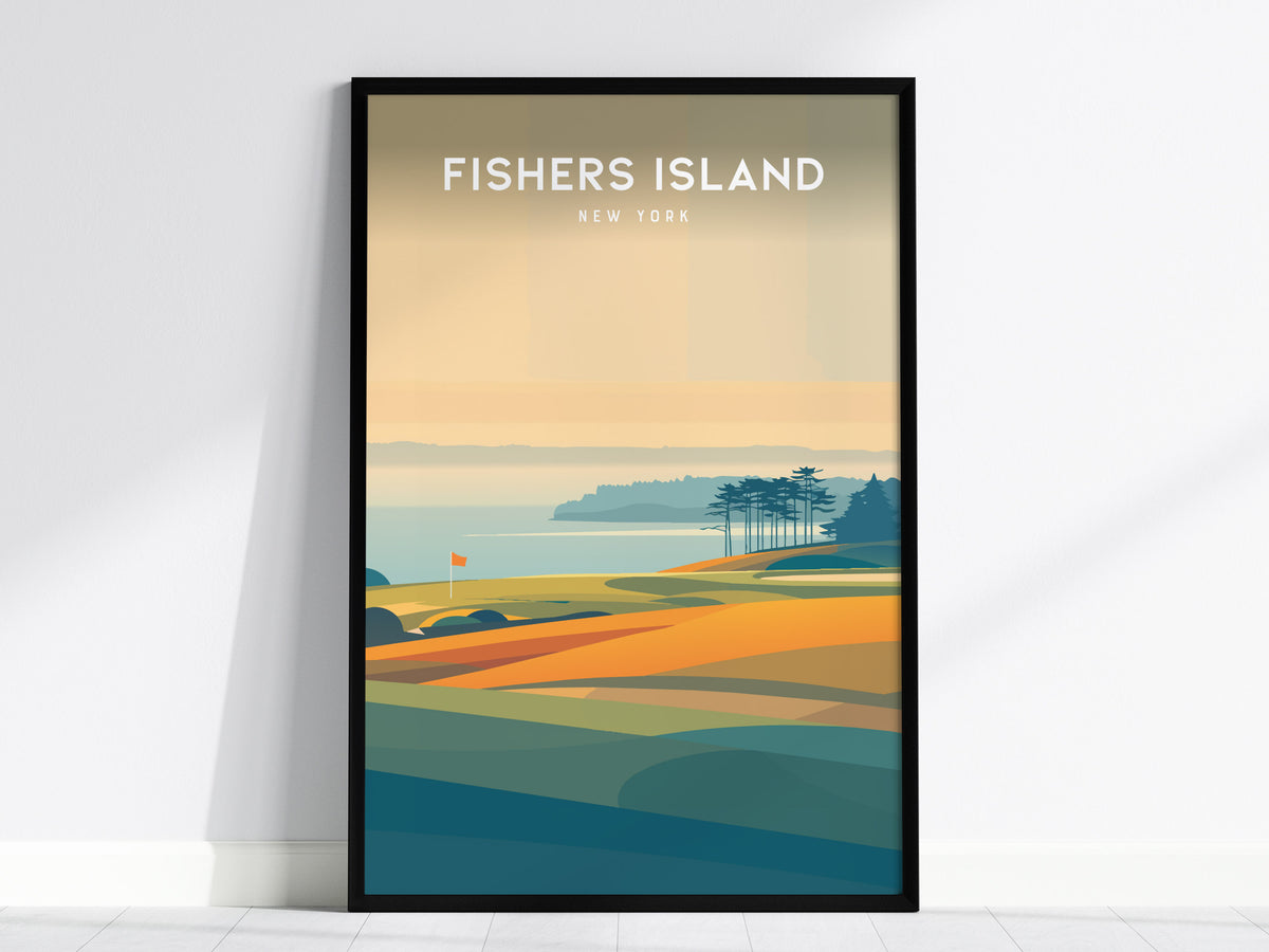 Fishers Island, New York Poster | Links Poster & Country Club Decor Wall Art — framed wall art, 24x36 in