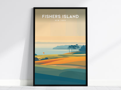 Fishers Island, New York Poster | Links Poster & Country Club Decor Wall Art — framed wall art, 24x36 in