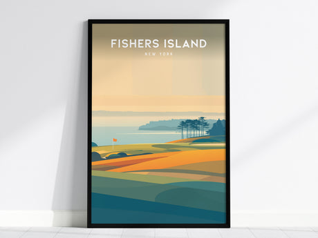 Fishers Island, New York Poster | Links Poster & Country Club Decor Wall Art — framed wall art, 24x36 in