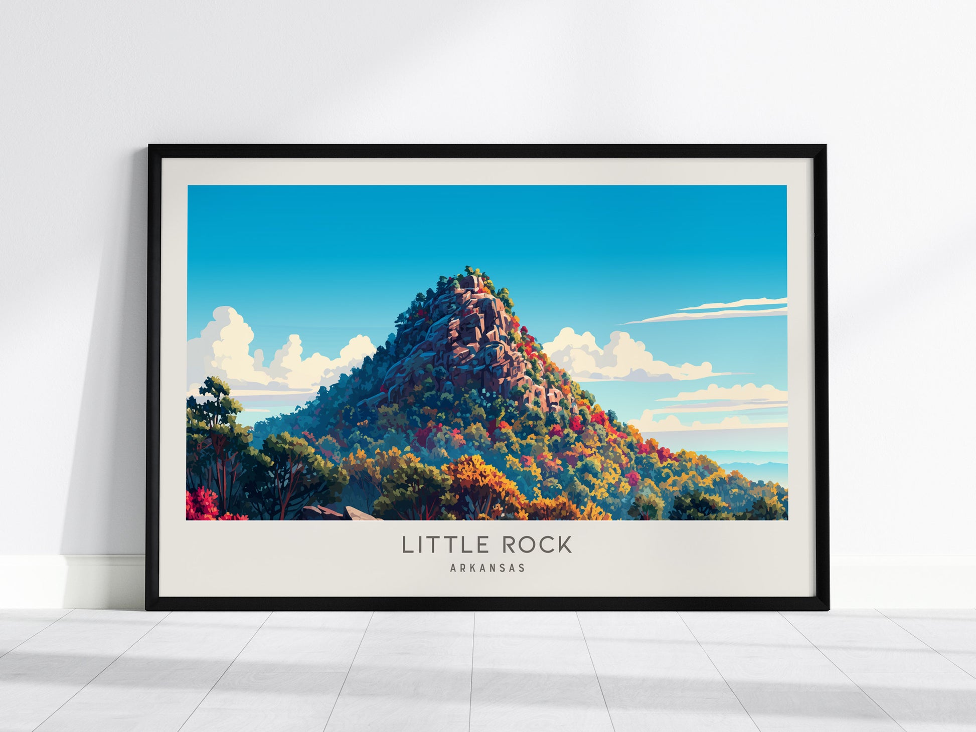 Little Rock Landscape Matte Border Poster | Arkansas Travel Wall Art — framed wall art, 24x36 in