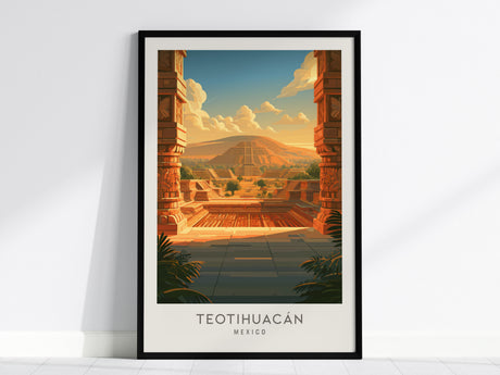 Teotihuacán Matte Border Poster | Mexico Travel Wall Art — framed wall art, 24x36 in