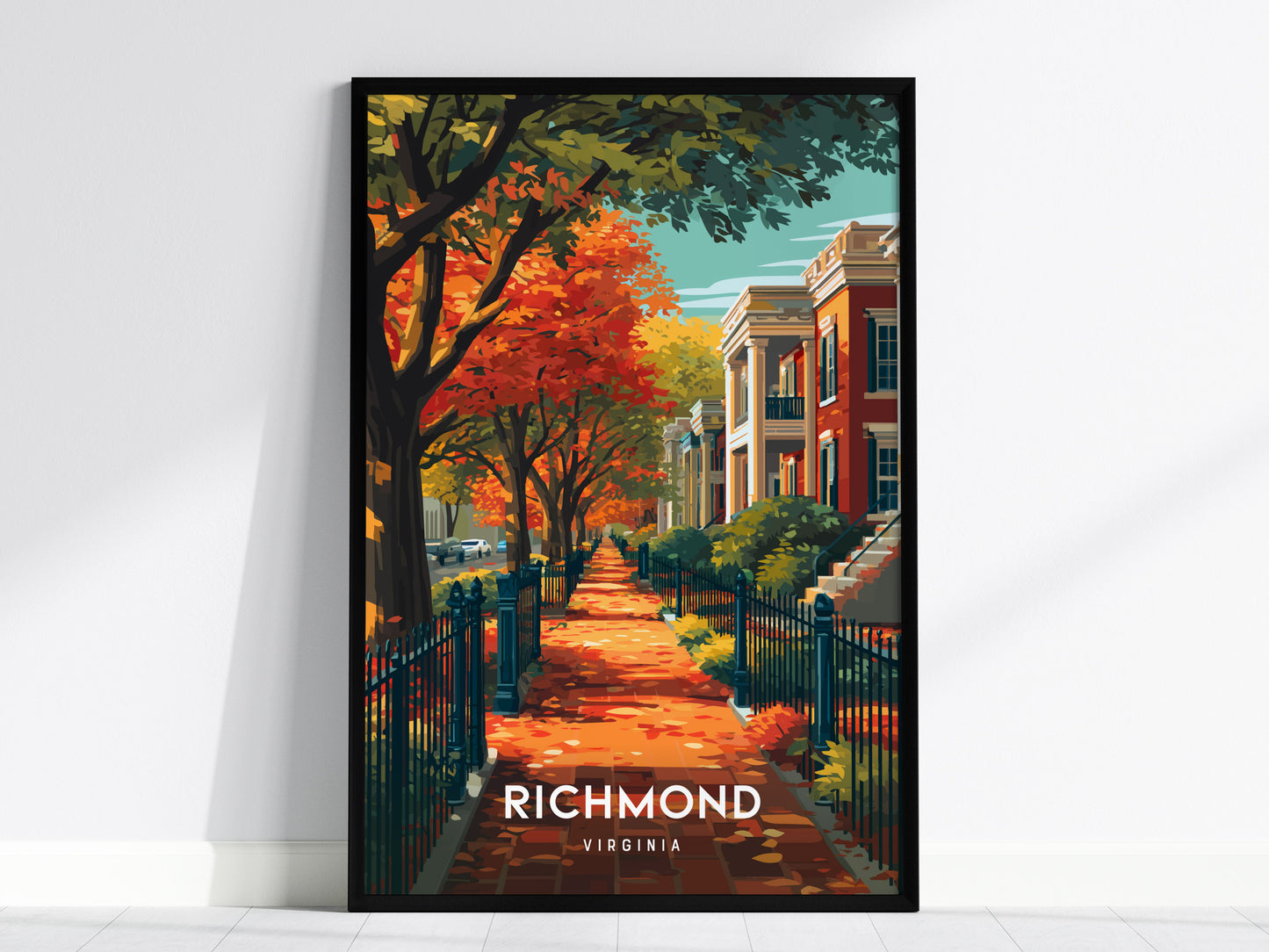 Richmond, Virginia Poster | Historic River City Skyline Travel Wall Art — framed wall art, 24x36 in