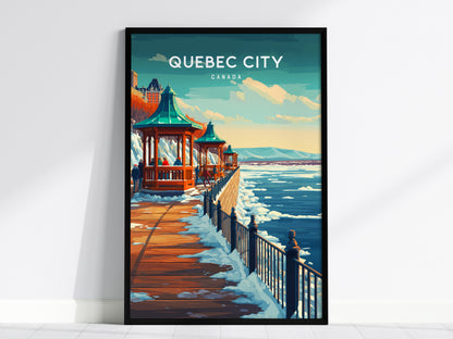 Quebec City, Canada Poster | Old World Charm Cobblestone Streets Wall Art — framed wall art, 24x36 in