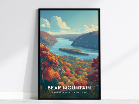 Bear Mountain, Hudson Valley, New York Poster | Scenic Hiking Trail Travel Wall Art — framed wall art, 24x36 in