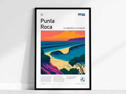 Punta Roca, La Libertad, El Salvador Poster | Surf Wall Art & Wave Print — framed wall art, 24x36 in