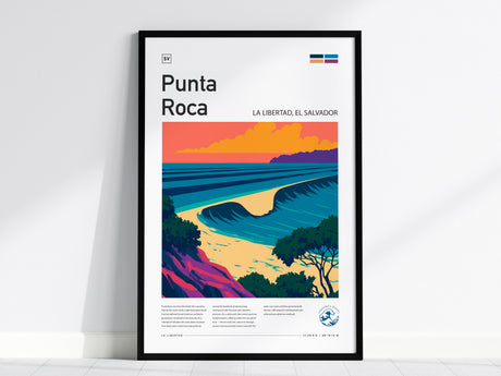 Punta Roca, La Libertad, El Salvador Poster | Surf Wall Art & Wave Print — framed wall art, 24x36 in