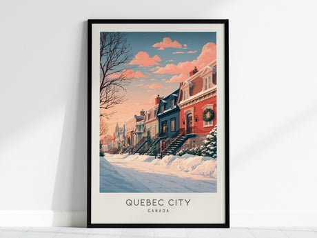 Quebec City Matte Border Poster | Canada Destination Print Travel Wall Art — framed wall art, 24x36 in