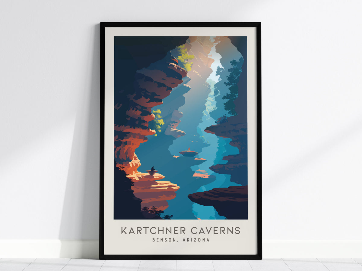 Kartchner Caverns Matte Border Poster | Benson, Arizona Travel Wall Art — framed wall art, 24x36 in