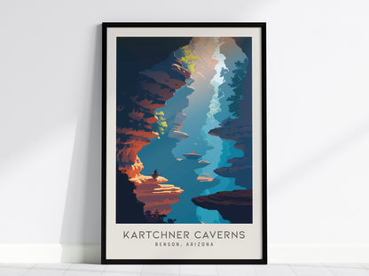 Kartchner Caverns Matte Border Poster | Benson, Arizona Travel Wall Art — framed wall art, 24x36 in