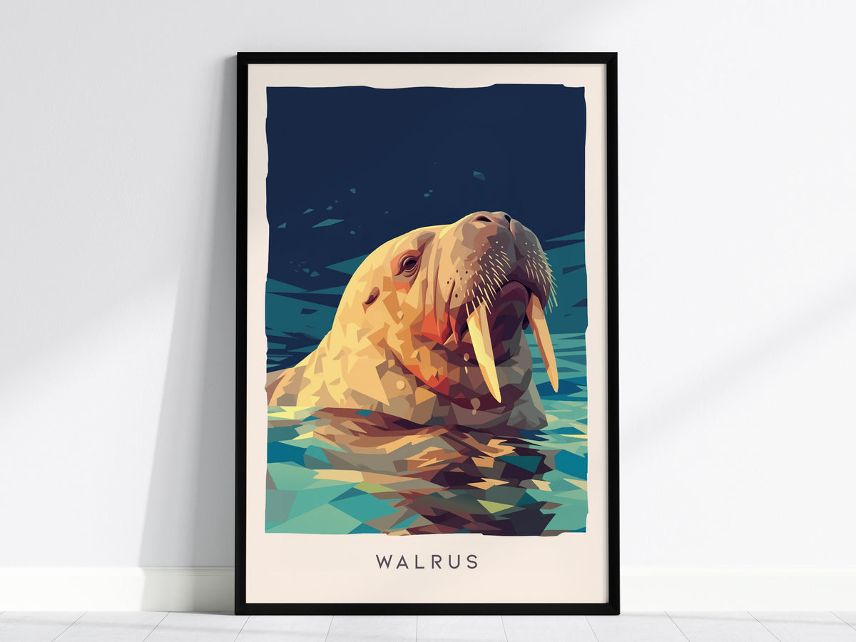 Walrus, Odobenus rosmarus Poster | Arctic Wildlife Majesty Wall Art — framed wall art, 24x36 in
