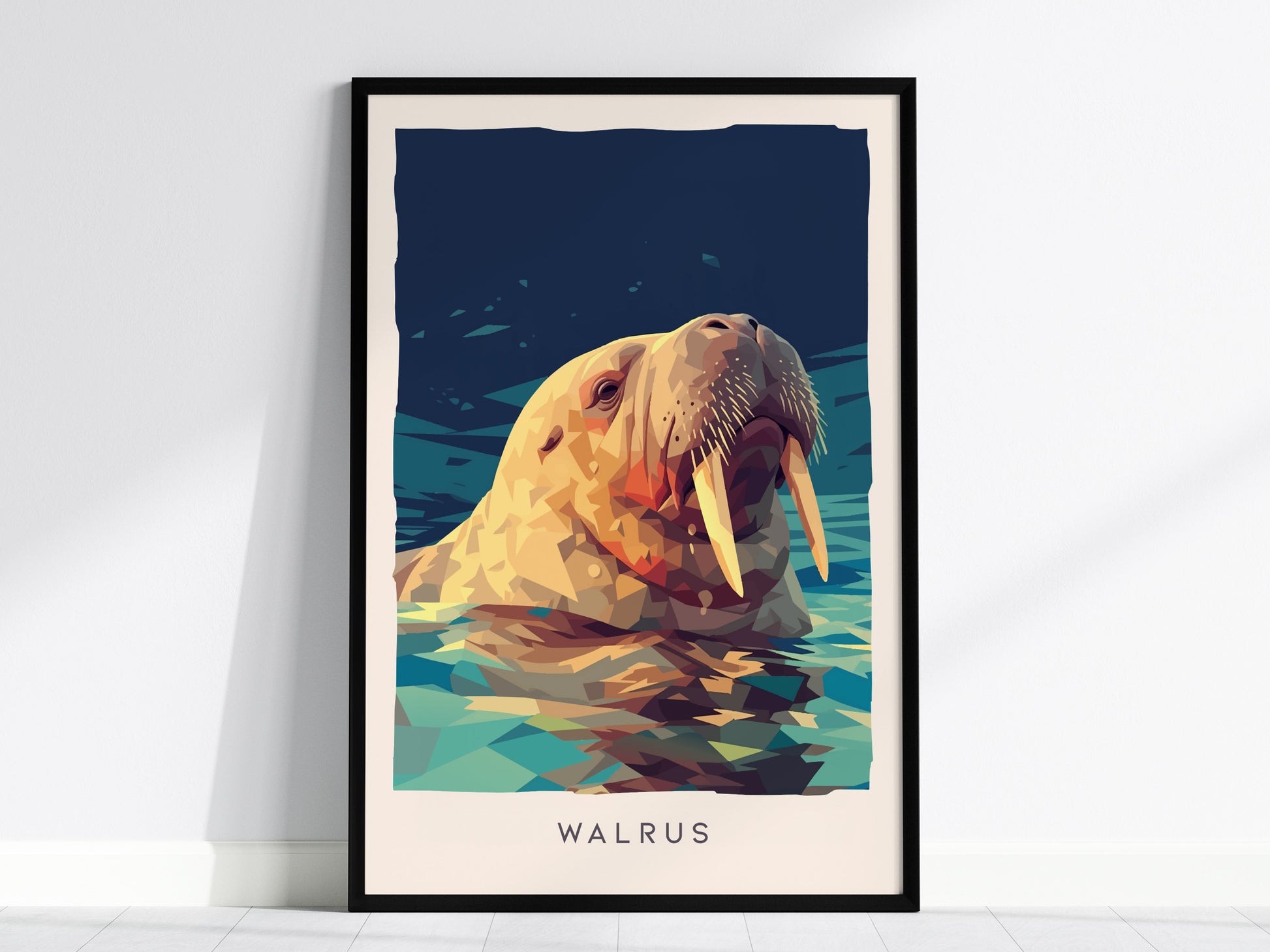 Walrus, Odobenus rosmarus Poster | Arctic Wildlife Majesty Wall Art — framed wall art, 24x36 in