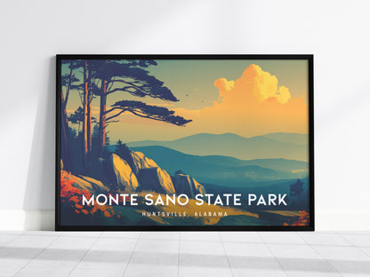 Monte Sano State Park Landscape Poster | Huntsville, Alabama Framed or Unframed Travel Gift Wall Art — framed wall art, 24x36