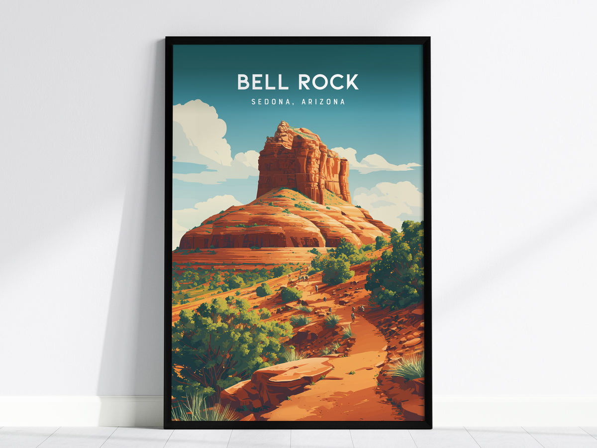 Bell Rock, Sedona, Arizona Poster | Red Rock Desert Destination Print Wall Art — framed wall art, 24x36 in