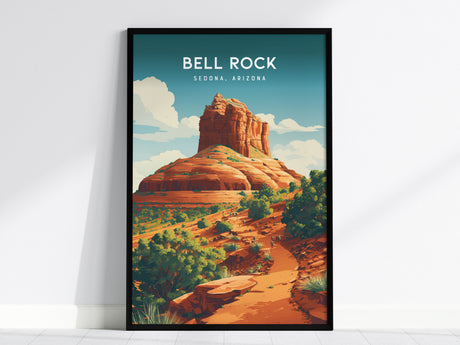 Bell Rock, Sedona, Arizona Poster | Red Rock Desert Destination Print Wall Art — framed wall art, 24x36 in