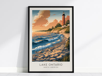 Lake Ontario Matte Border Poster | North America Travel Wall Art — framed wall art, 24x36 in