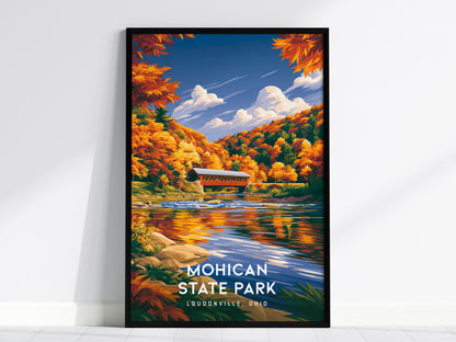 Mohican State Park, Loudonville, Ohio Poster | Wilderness River & Forest Travel Wall Art — framed wall art, 24x36 in