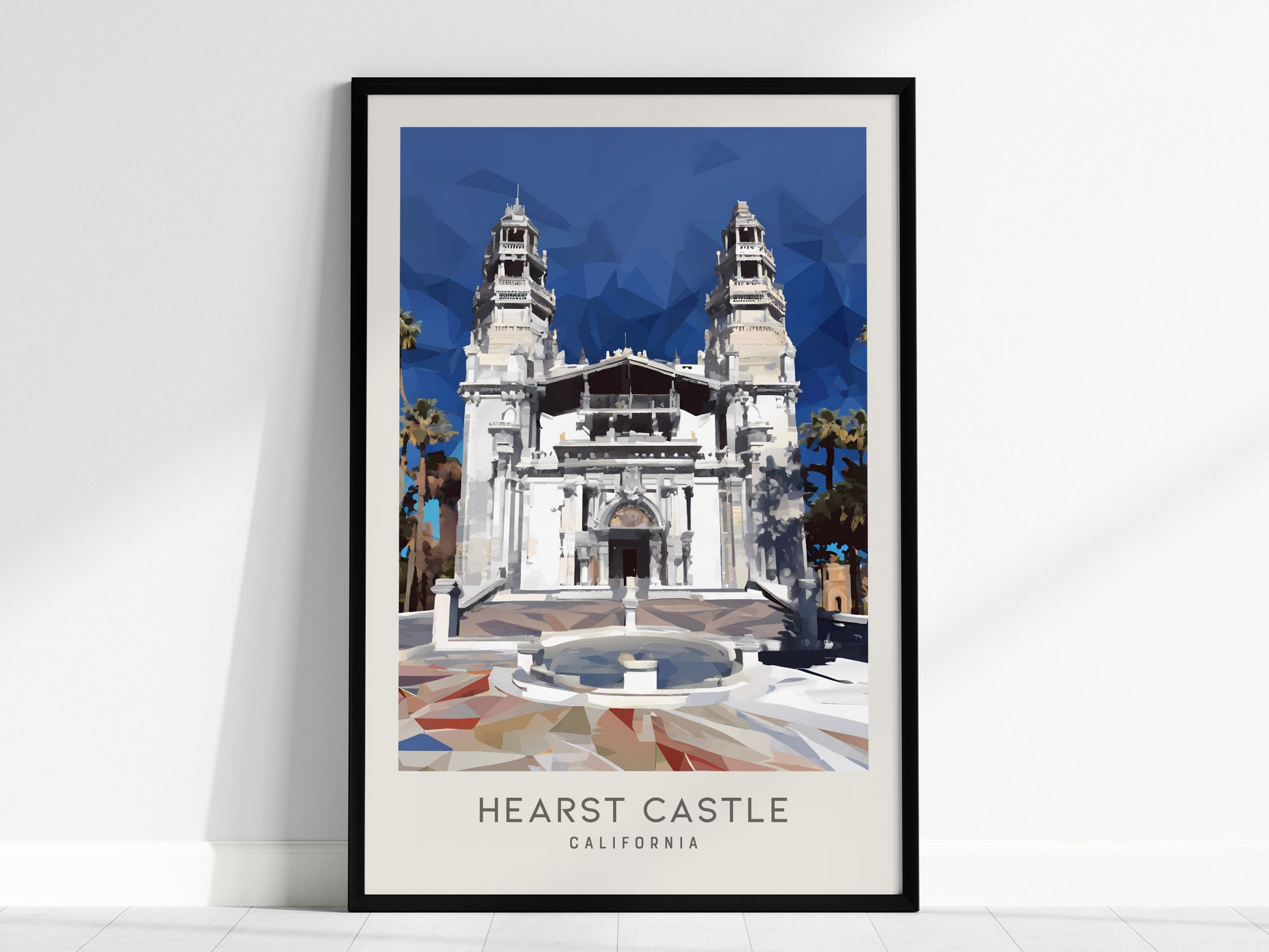 Hearst Castle Matte Border Poster | San Simeon, California Travel Wall Art — framed wall art, 24x36 in