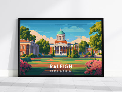 Raleigh Landscape Poster | North Carolina Oak City Framed or Unframed Wall Art — framed wall art, 24x36 in