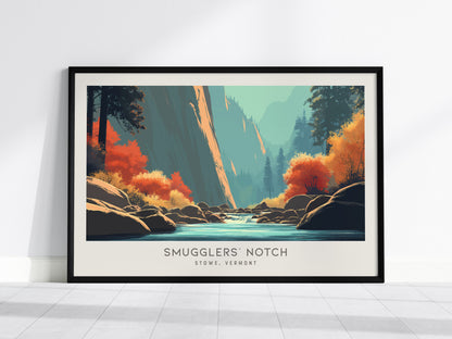 Smugglers' Notch Landscape Matte Border Poster | Stowe, Vermont Vacation Wall Art — framed wall art, 24x36 in