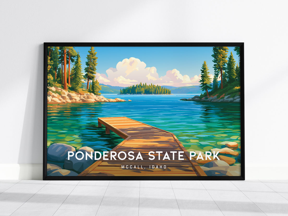 Ponderosa State Park Landscape Poster | McCall, Idaho Vacation Wall Art — framed wall art, 24x36 in