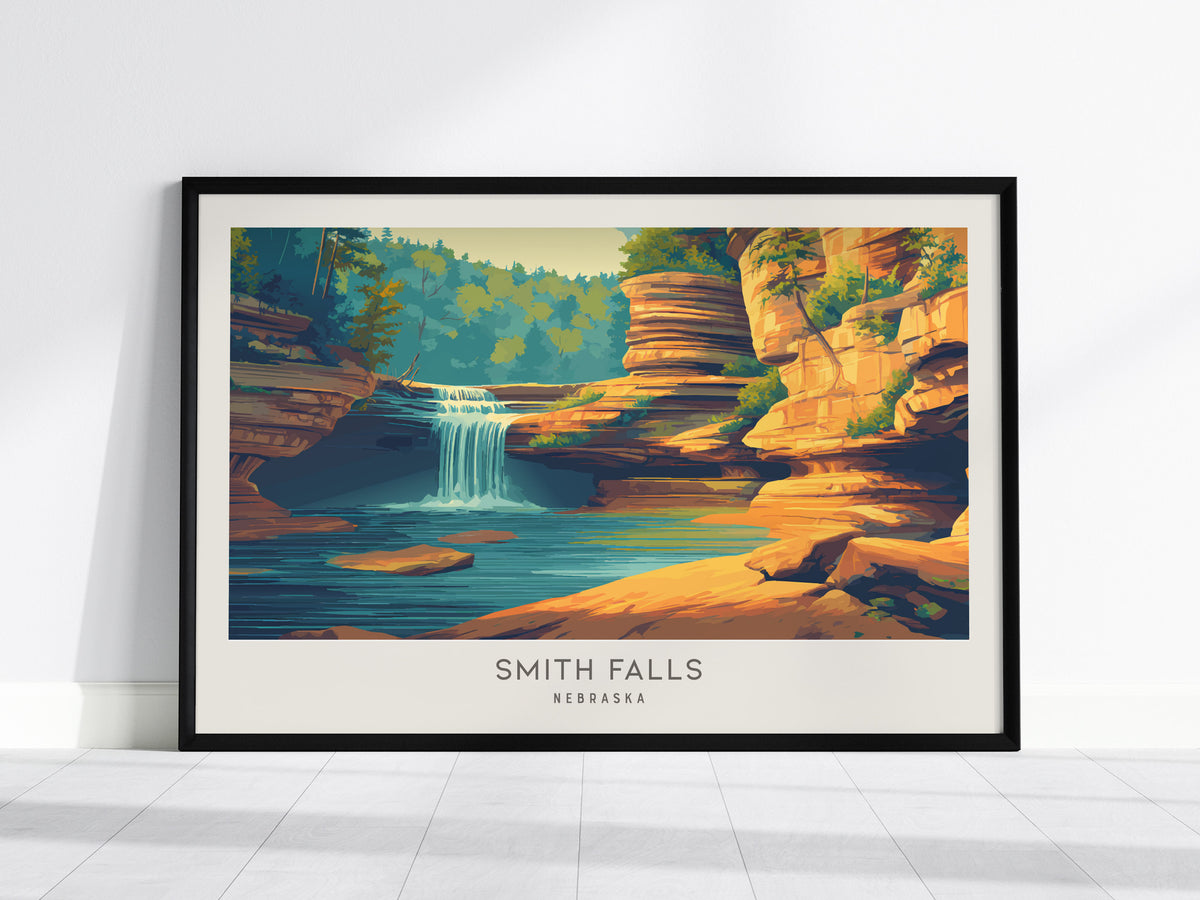 Smith Falls Landscape Matte Border Poster | Nebraska Framed or Unframed Travel Gift — framed wall art, 24x36 in