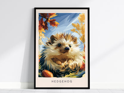Hedgehog, Erinaceus europaeus Poster | Woodland Wildlife Wall Art — framed wall art, 24x36 in