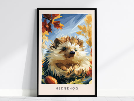 Hedgehog, Erinaceus europaeus Poster | Woodland Wildlife Wall Art — framed wall art, 24x36 in