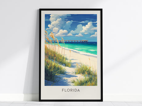 Florida Matte Border Poster | Sunshine State Travel Wall Art — framed wall art, 24x36 in